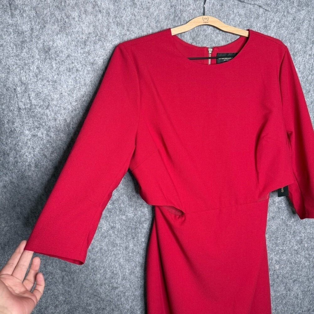 NWT Gabrielle Union Red Sheath‎ Cut Out Pencil Dress- Sz 14 - Picture 2 of 9